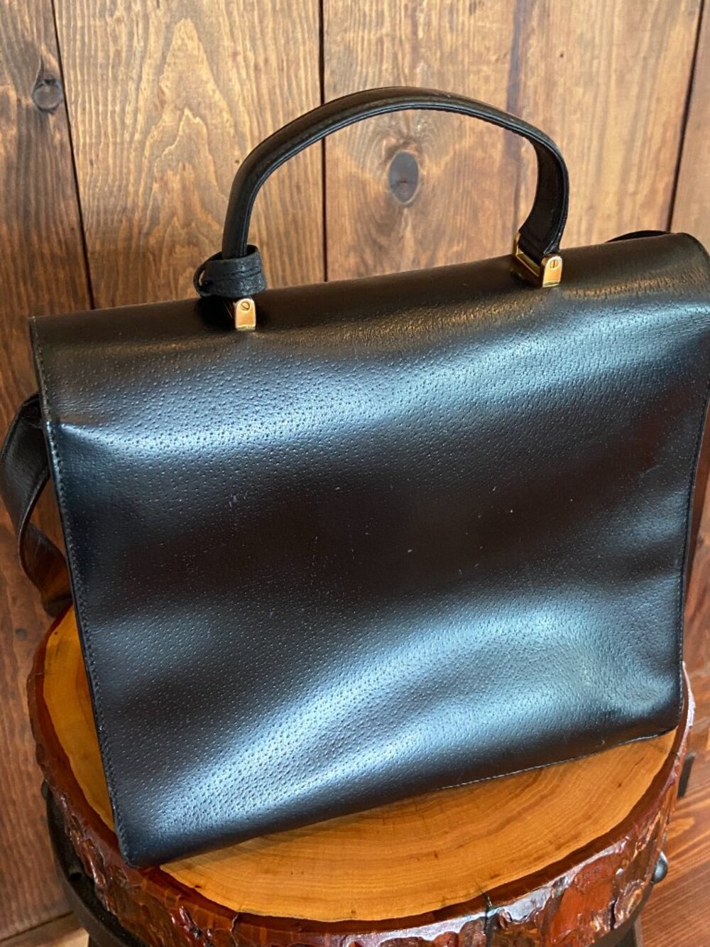 Authentic Vintage Gucci Black Leather Hand Bag and Original Dust Bag - Picture 2 of 15